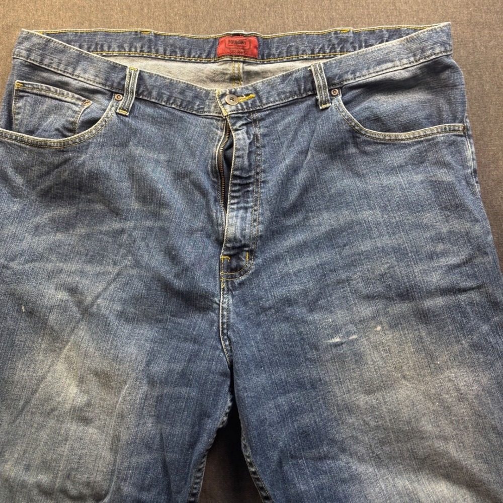 the foundry Rugged Wear Relaxed Fit Denim Jeans Distressed Blue Mens 44w